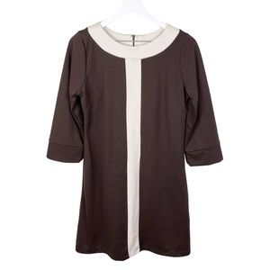 BCBGMaxAzria Brown and Cream Mini Dress